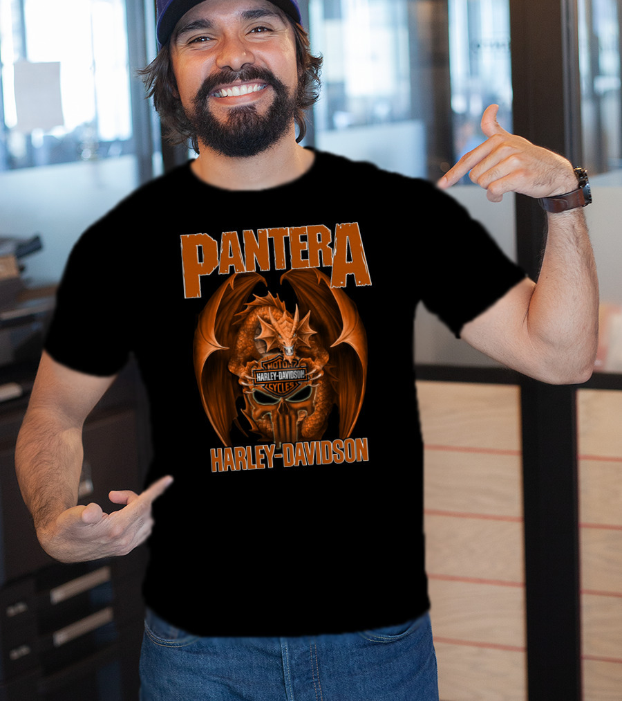Pantera Harley Davidson Motorcycle Cycles Dragon T-Shirt