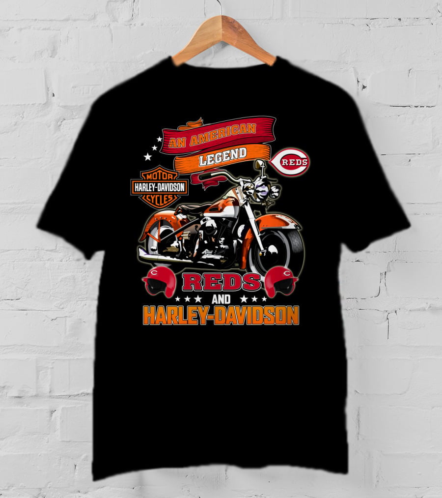 An American Legend Cincinnati Reds Motor Harley Davidson Cycles T-Shirt