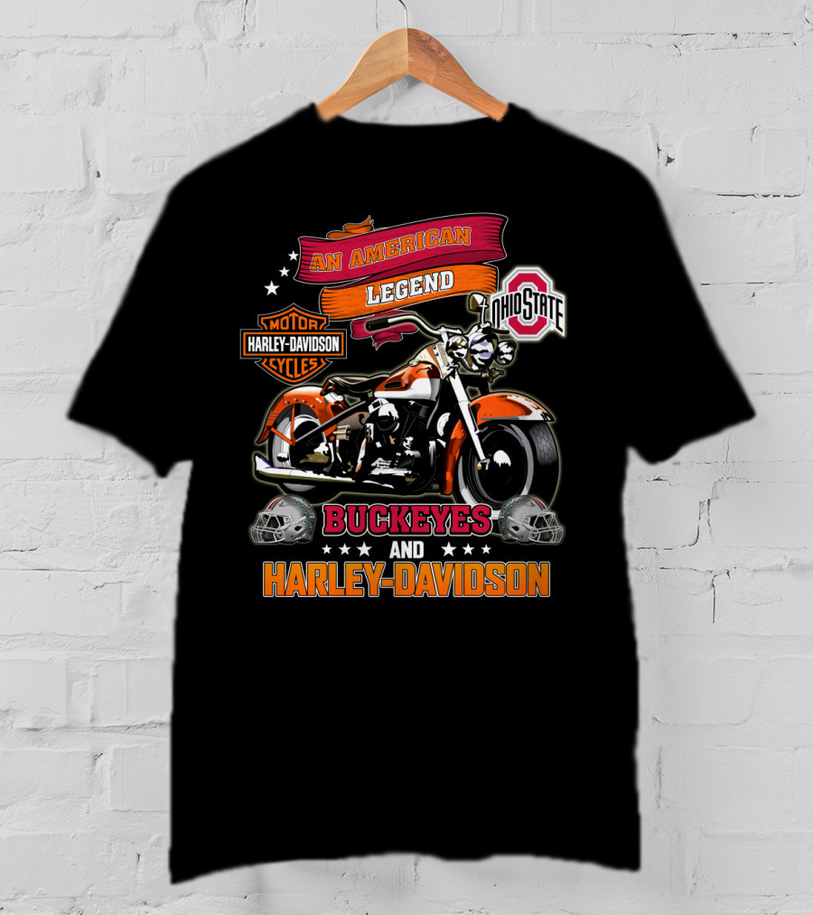 An American Legend Ohio State Buckeyes And Harley Davidson T-Shirt