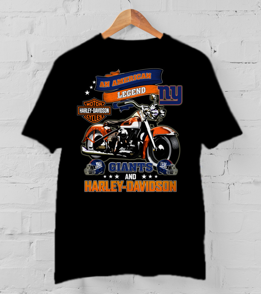 An American Legend New York Giants And Harley Davidson T-Shirt