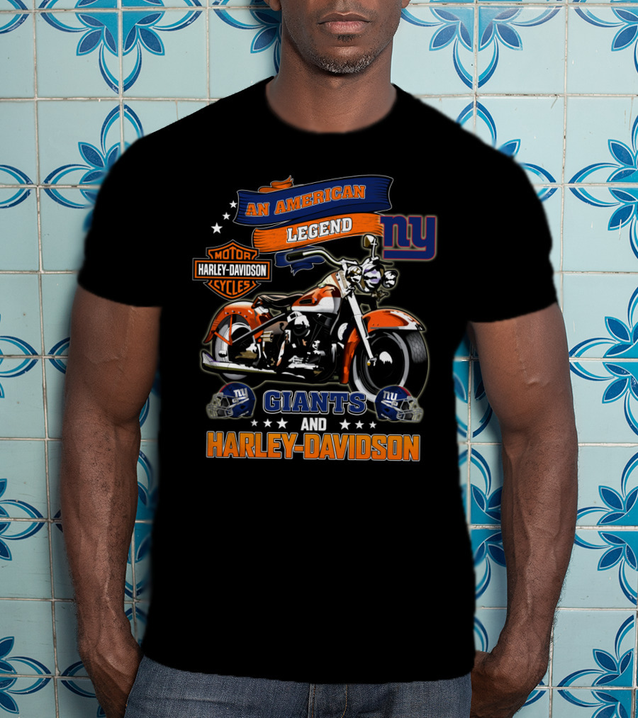 An American Legend New York Giants And Harley Davidson T-Shirt