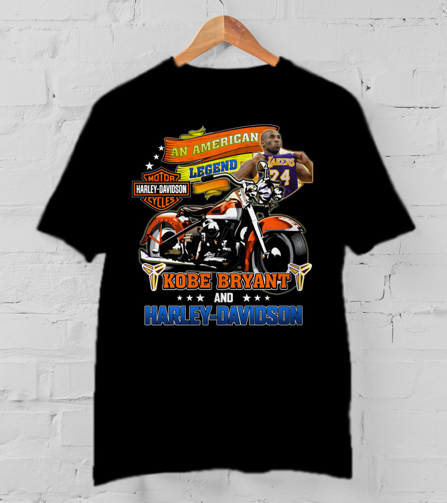 Kobe Bryant Lakers 24 An American Legend Harley Davidson Motor Cycles T-Shirt