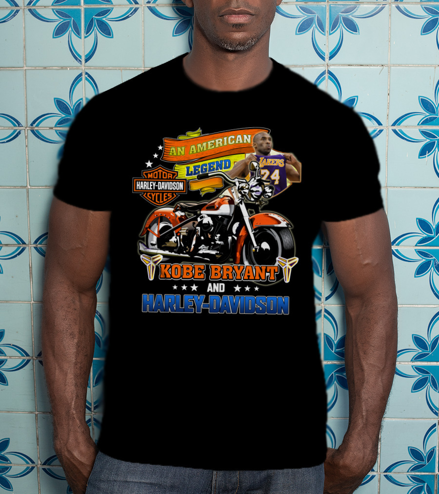 Kobe Bryant Lakers 24 An American Legend Harley Davidson Motor Cycles T-Shirt