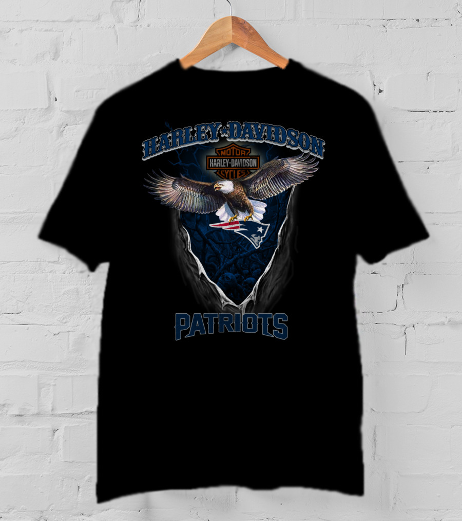 Harley Davidson Motorcycles Patriots New England Nfl T-Shirt