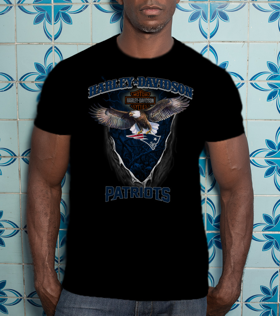 Harley Davidson Motorcycles Patriots New England Nfl T-Shirt