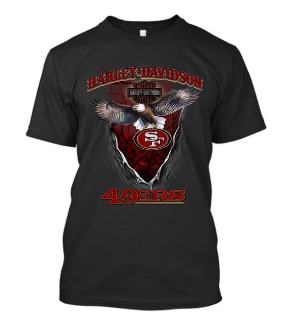Harley Davidson San Francisco 49ers Eagle With Motor Shield T-Shirt