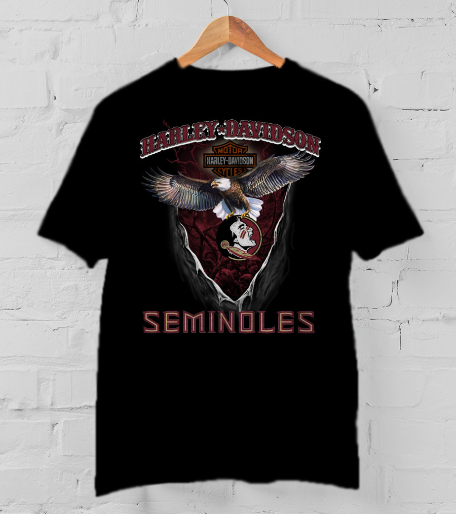 Harley Davidson Motor Cycles Eagle Florida State Seminoles T-Shirt