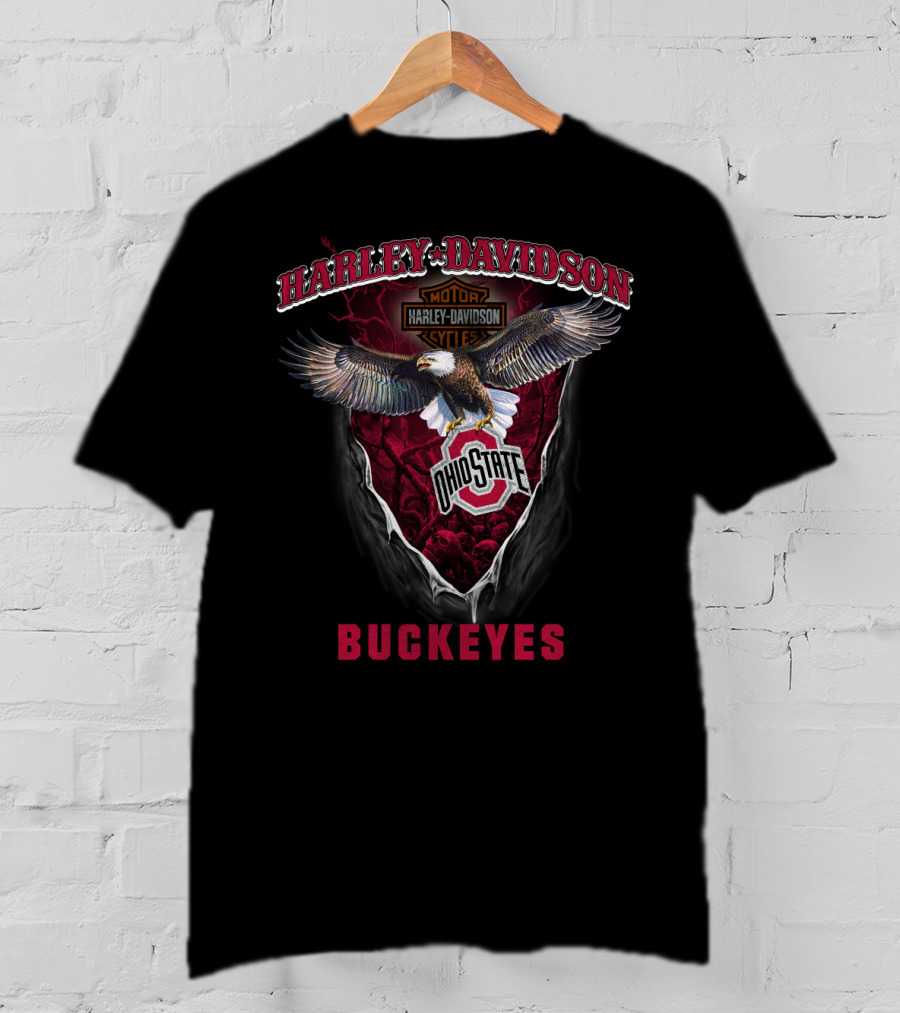 Harley Davidson Motor Harley Davidson Cycles Ohio State Buckeyes Eagle T-Shirt