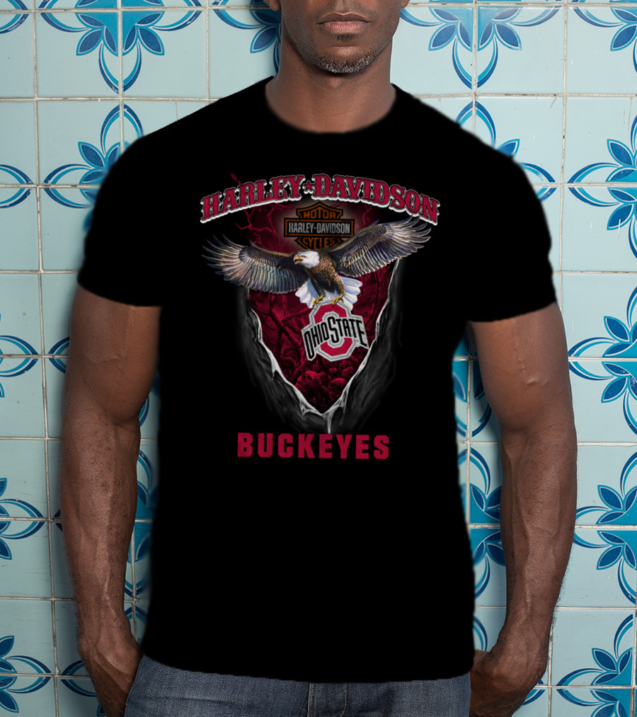 Harley Davidson Motor Harley Davidson Cycles Ohio State Buckeyes Eagle T-Shirt