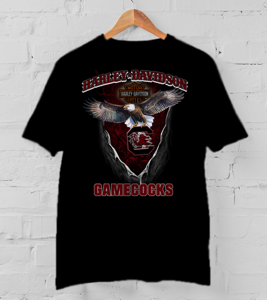 Harley Davidson Motor Cycle Gamecocks T-Shirt