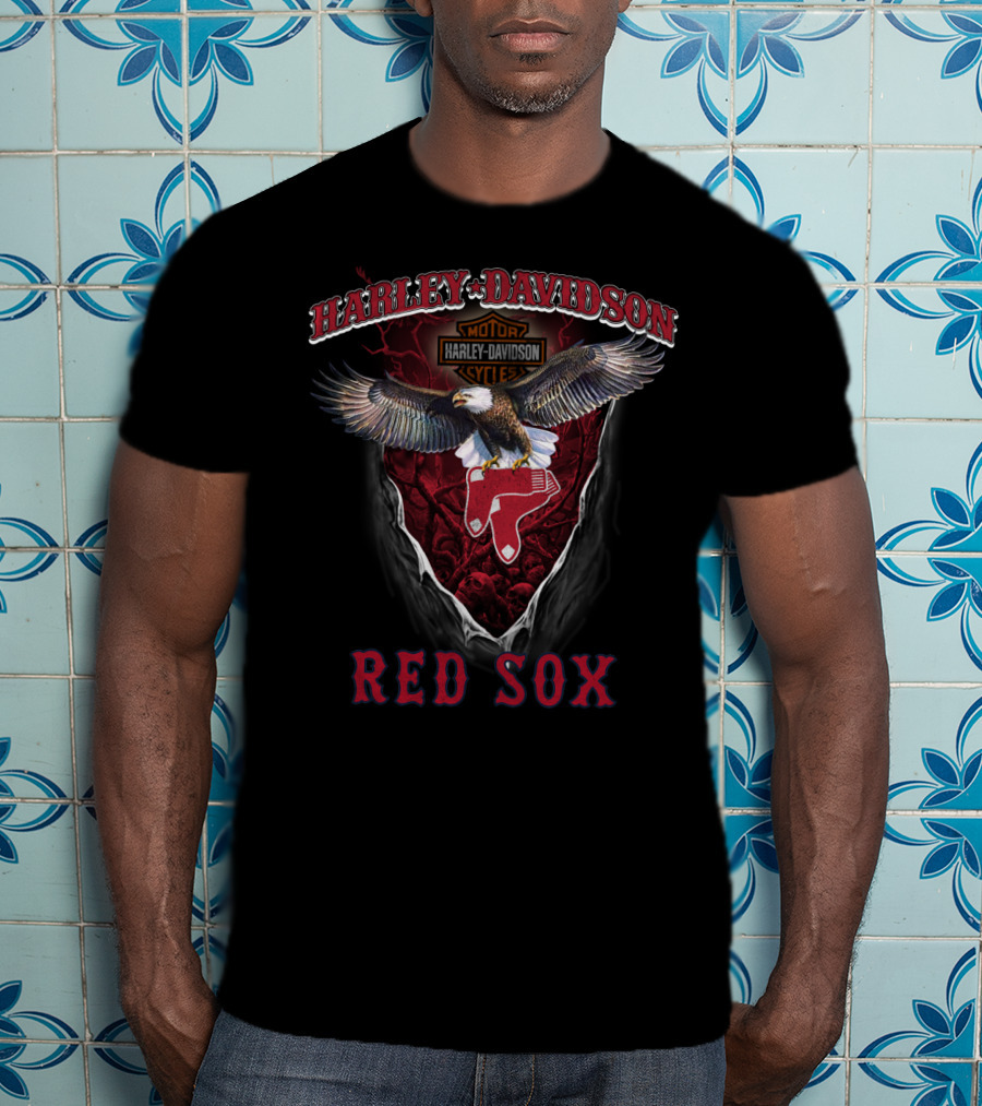 Harley Davidson Motorcycles Boston Red Sox Eagle T-Shirt