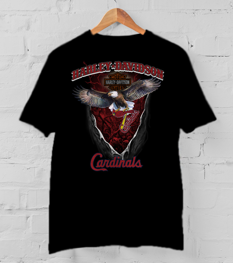 Harley Davidson St Louis Cardinals Motor Cycle Eagle T-Shirt