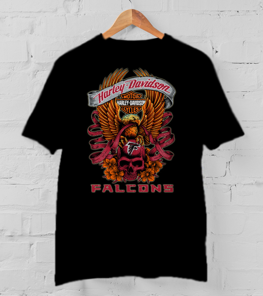 Harley Davidson Atlanta Falcons Eagle Skull T-Shirt