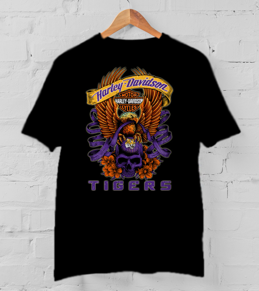 Harley Davidson Motor Cycles Lsu Tigers T-Shirt