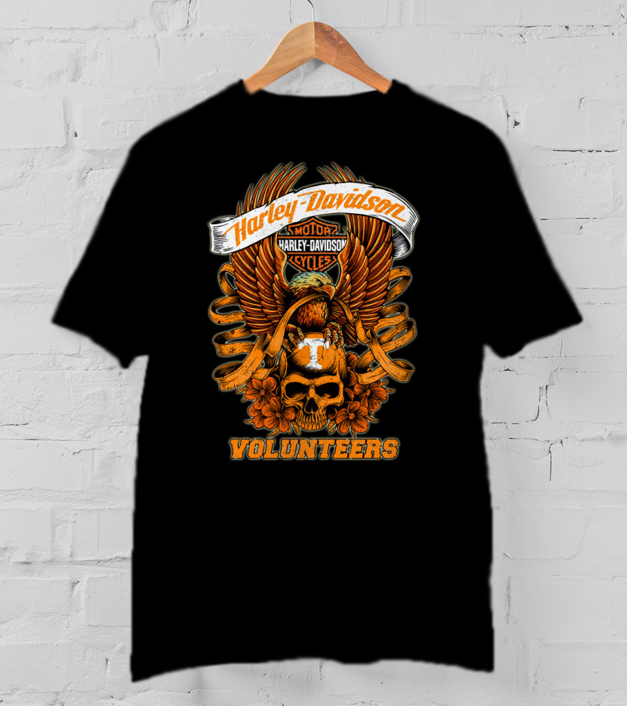 Harley Davidson Tennessee Volunteers Skull And Eagle T-Shirt