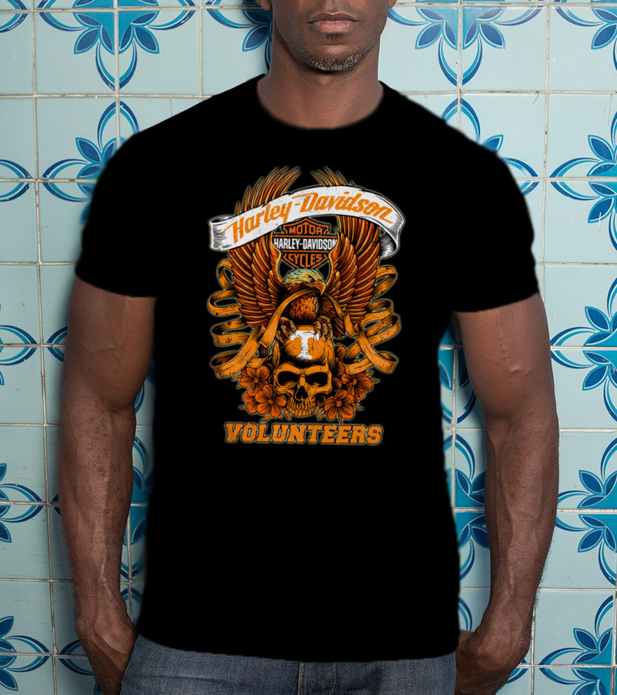 Harley Davidson Tennessee Volunteers Skull And Eagle T-Shirt