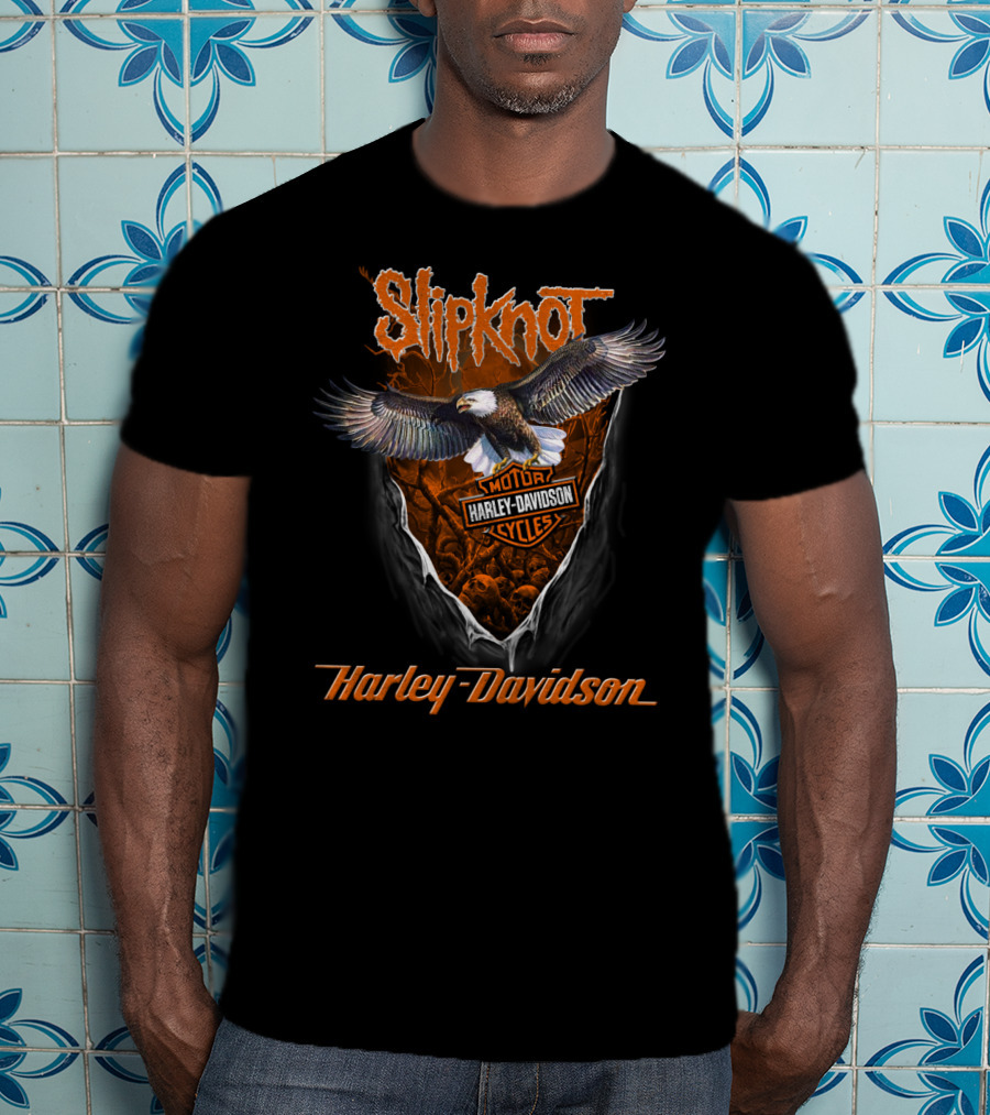 Slipknot Harley Davidson Motorcycles Bald Eagle T-Shirt