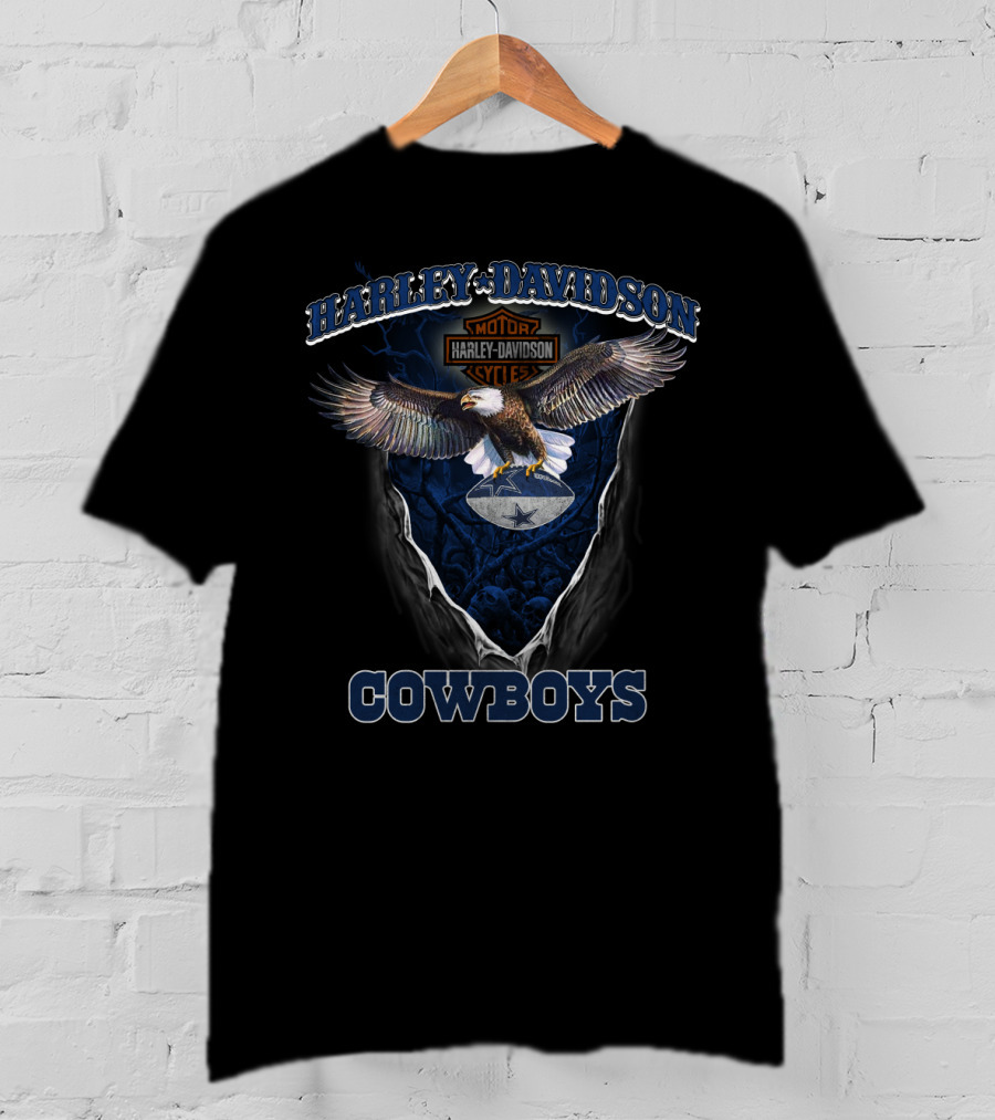 Harley Davidson Motor Cycle Eagle Cowboys T-Shirt