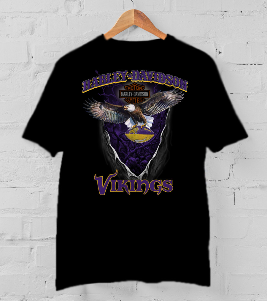 Harley Davidson Vikings Minnesota Vikings Nfl Eagle T-Shirt