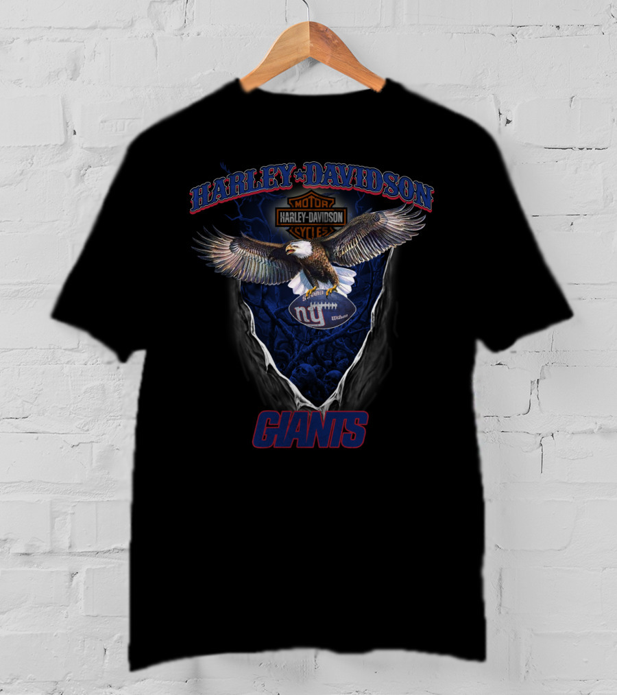 Harley Davidson Motor Cycles Giants Ny Football T-Shirt