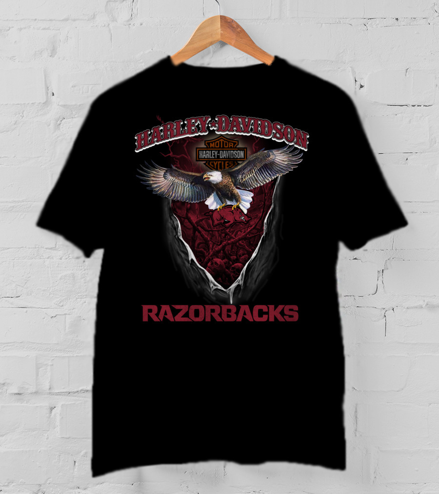 Harley Davidson Motorcycles Razorbacks Eagle T-Shirt