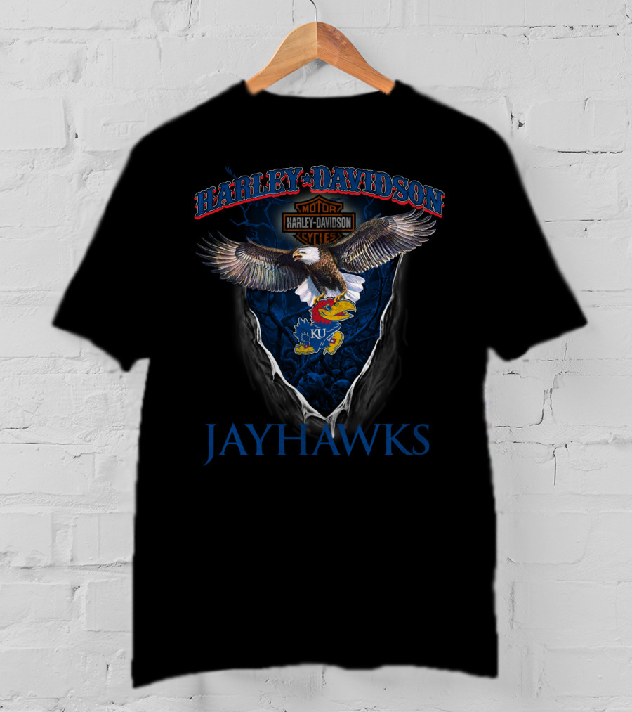Harley Davidson Ku Jayhawks Eagle Moto T-Shirt