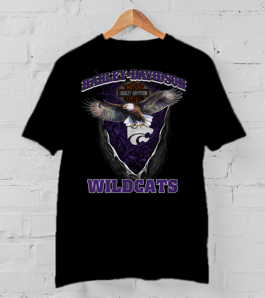 Harley Davidson Motor Cycles Kansas State Wildcats Eagle T-Shirt
