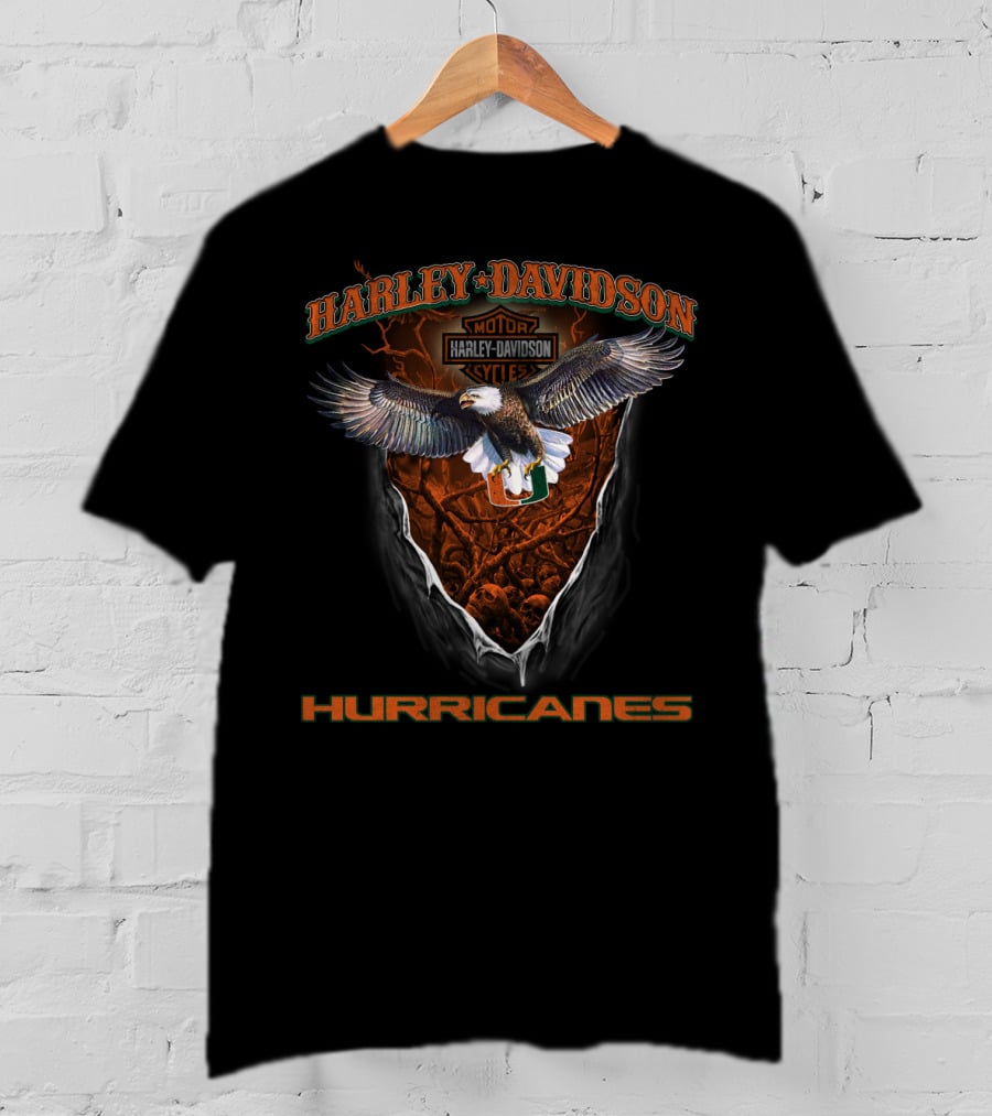 Harley Davidson Hurricanes Motorcycles Miami Logo Eagle T-Shirt