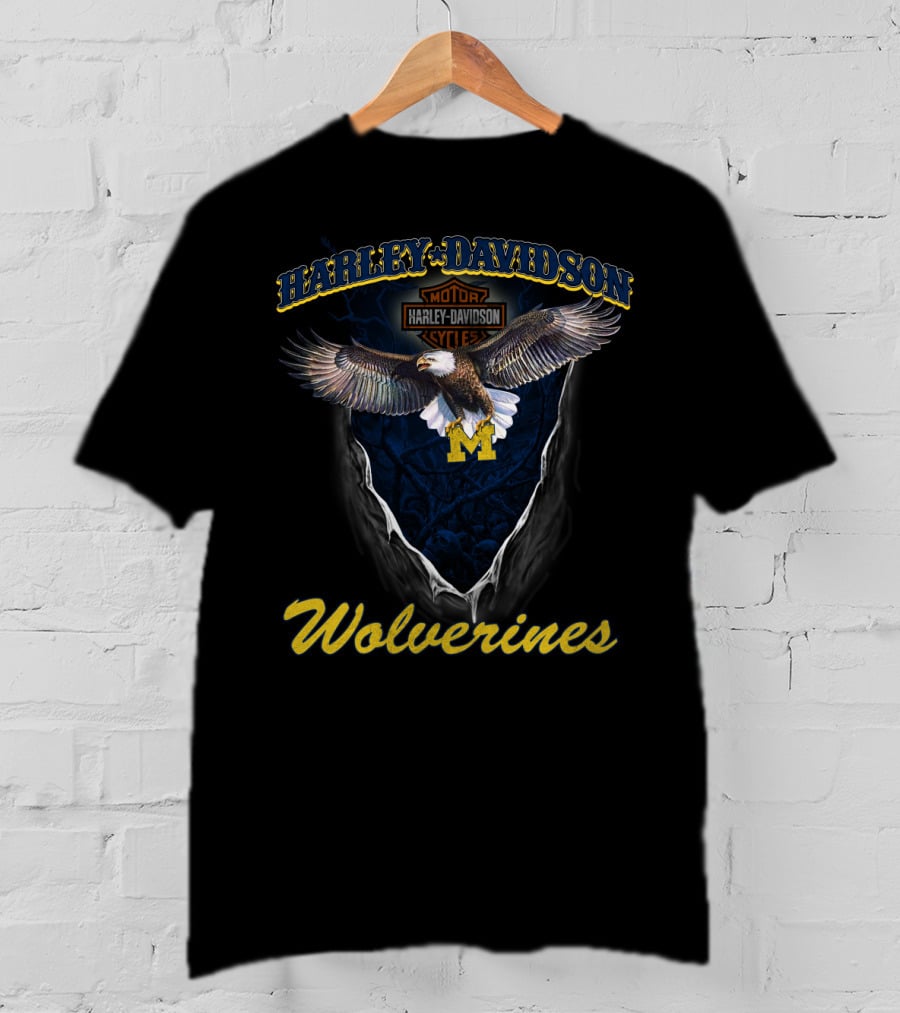 Harley Davidson Motor Cycles Wolverines Michigan T-Shirt