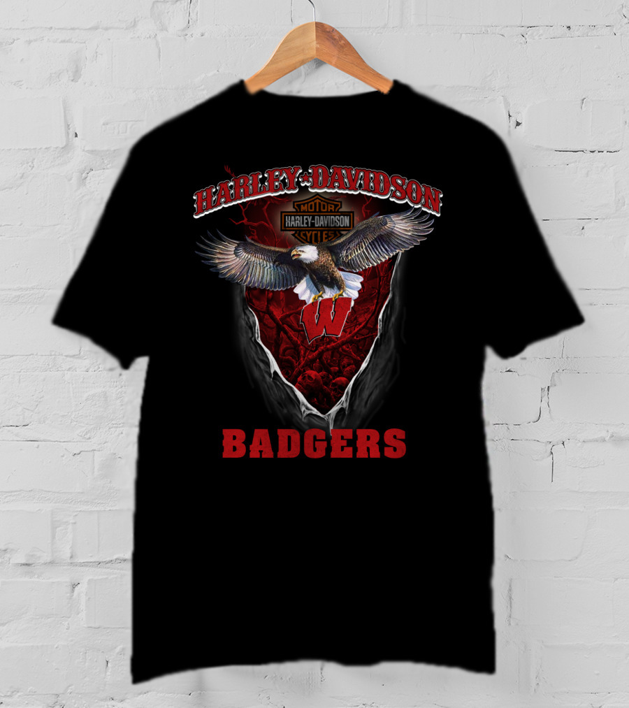 Harley Davidson Motor Cycles Badgers Wisconsin T-Shirt