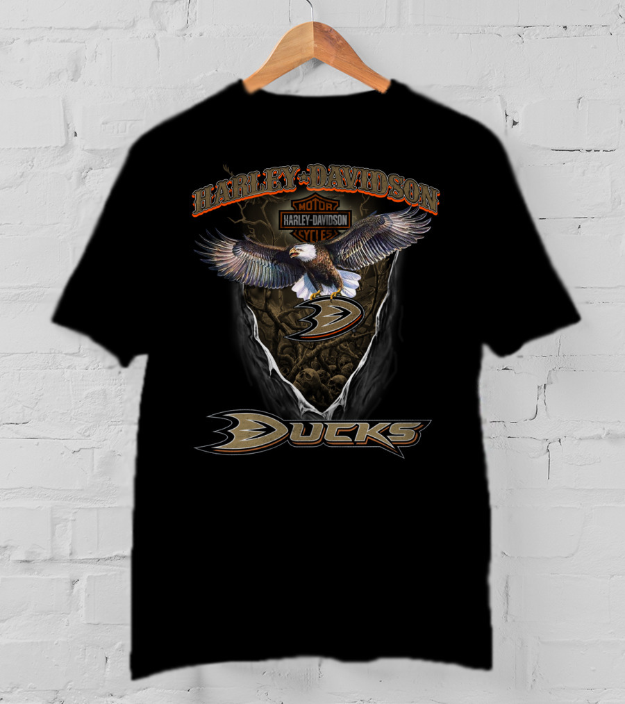 Harley Davidson Anaheim Ducks Nhl Motorcycles Logo Eagle T-Shirt