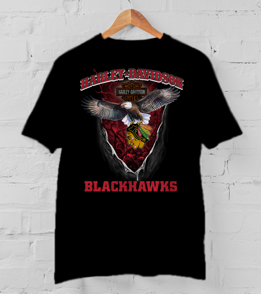 Harley Davidson Motorcycles Eagle Blackhawks T-Shirt