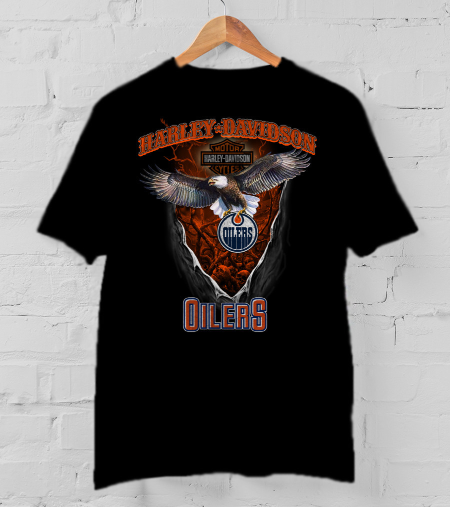Harley Davidson Motor Cycle Oilers Nhl Edmonton T-Shirt