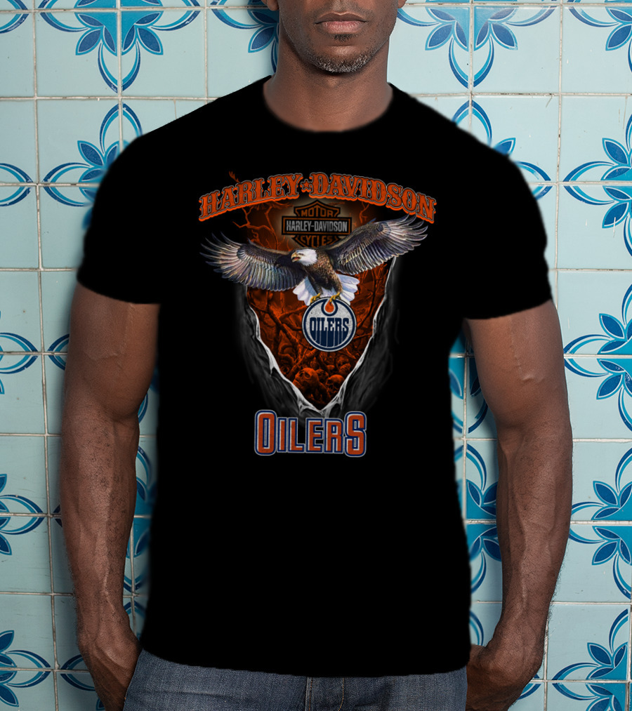 Harley Davidson Motor Cycle Oilers Nhl Edmonton T-Shirt