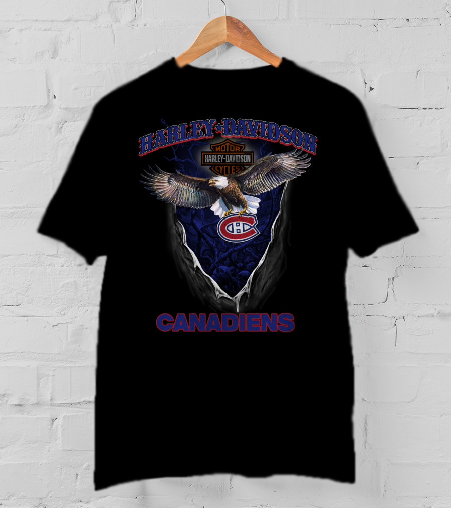 Harley Davidson Motor Cycles Eagle Montreal Canadiens T-Shirt