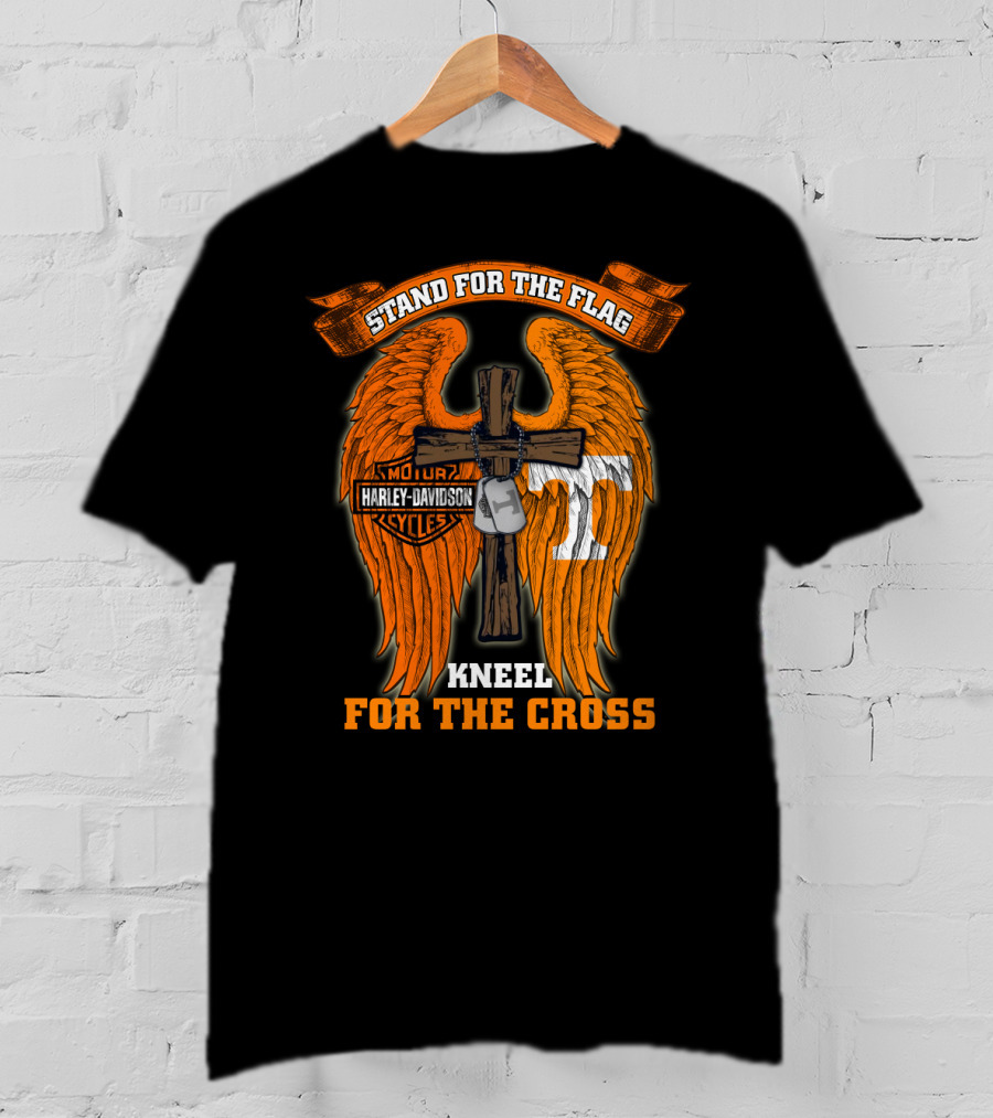 Harley Davidson Tennessee Volunteers Stand For The Flag Kneel For The Cross T-Shirt