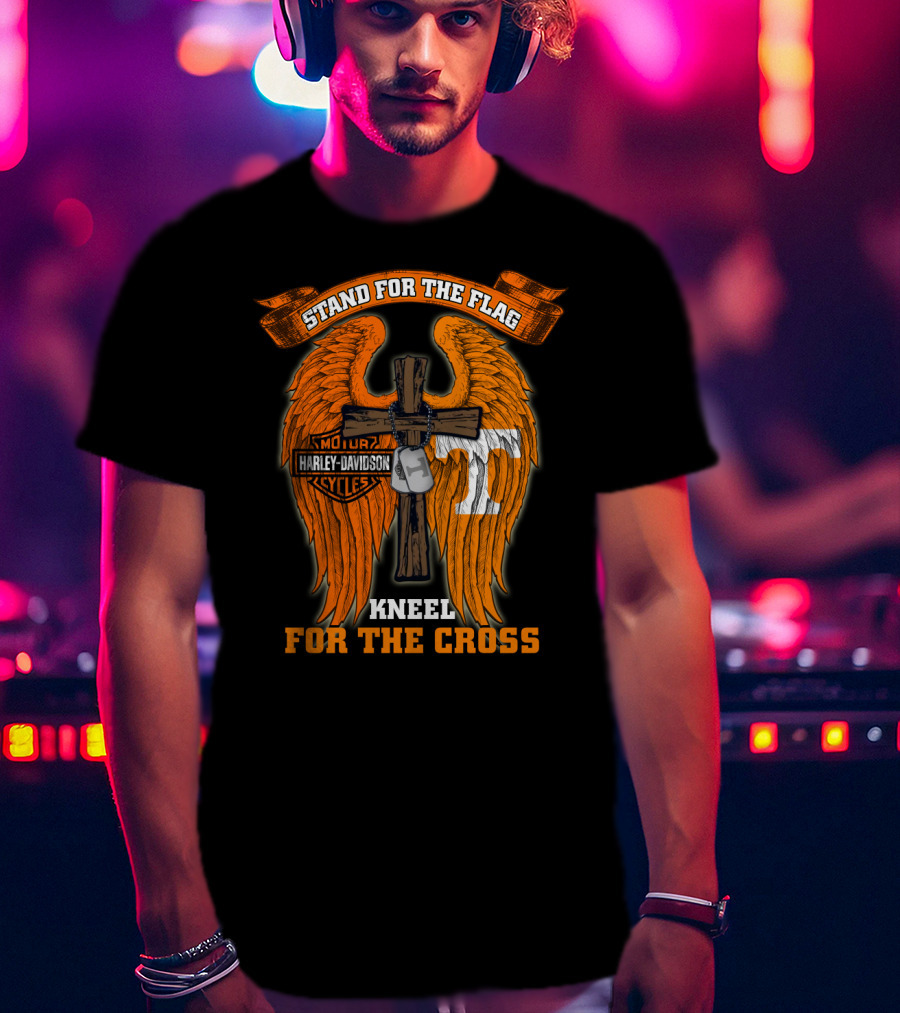 Harley Davidson Tennessee Volunteers Stand For The Flag Kneel For The Cross T-Shirt