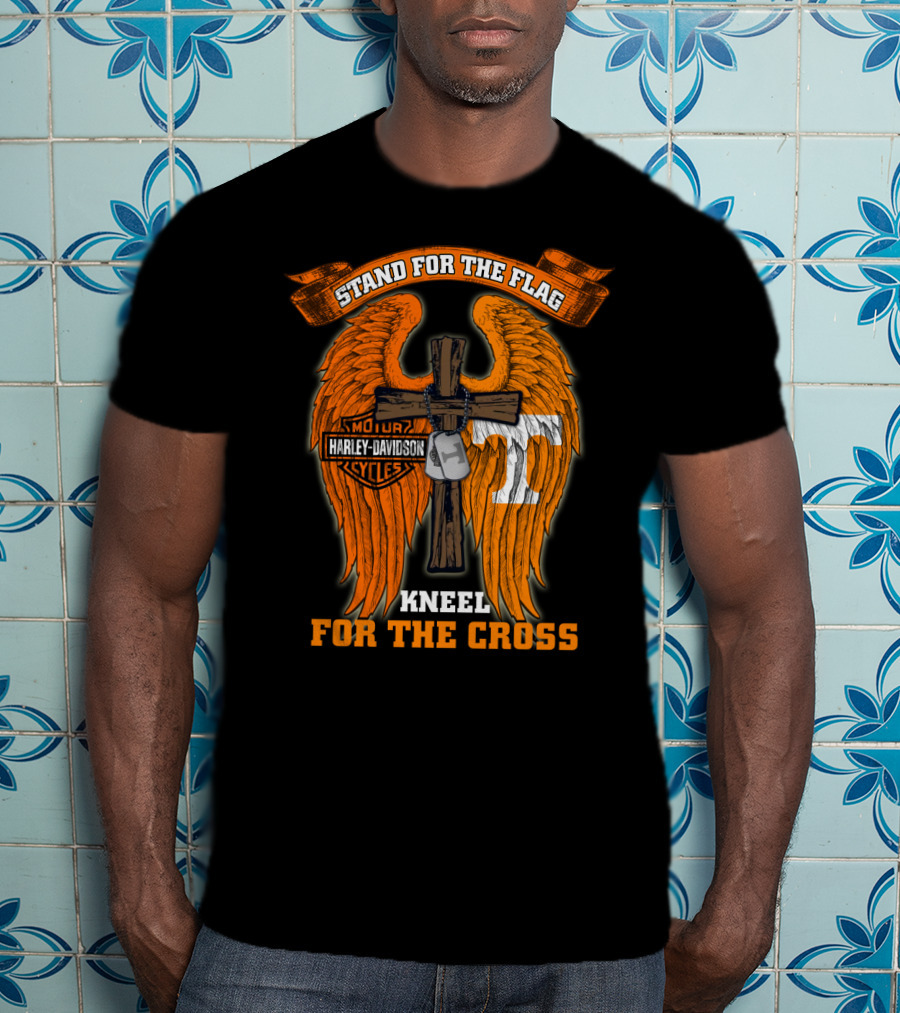 Harley Davidson Tennessee Volunteers Stand For The Flag Kneel For The Cross T-Shirt