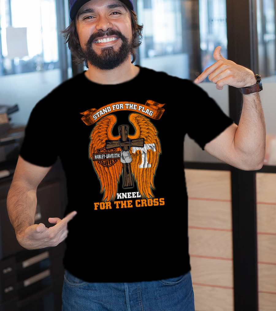 Harley Davidson Tennessee Volunteers Stand For The Flag Kneel For The Cross T-Shirt