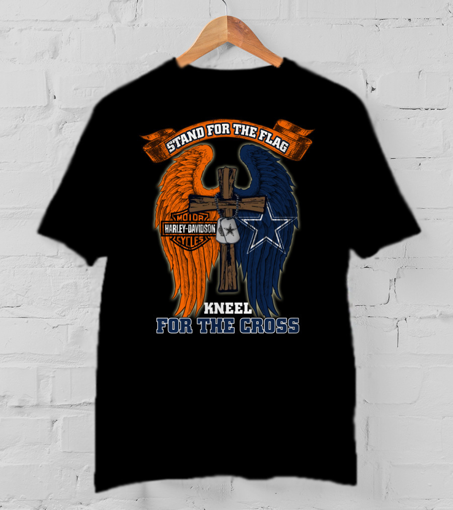 Stand For The Flag Kneel For The Cross Harley Davidson Dallas Cowboys T-Shirt