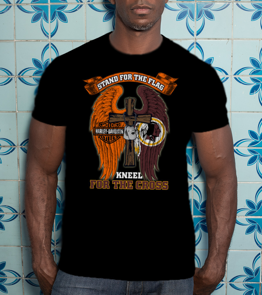 Stand For The Flag Kneel For The Cross Harley Davidson Washington Redskins T-Shirt