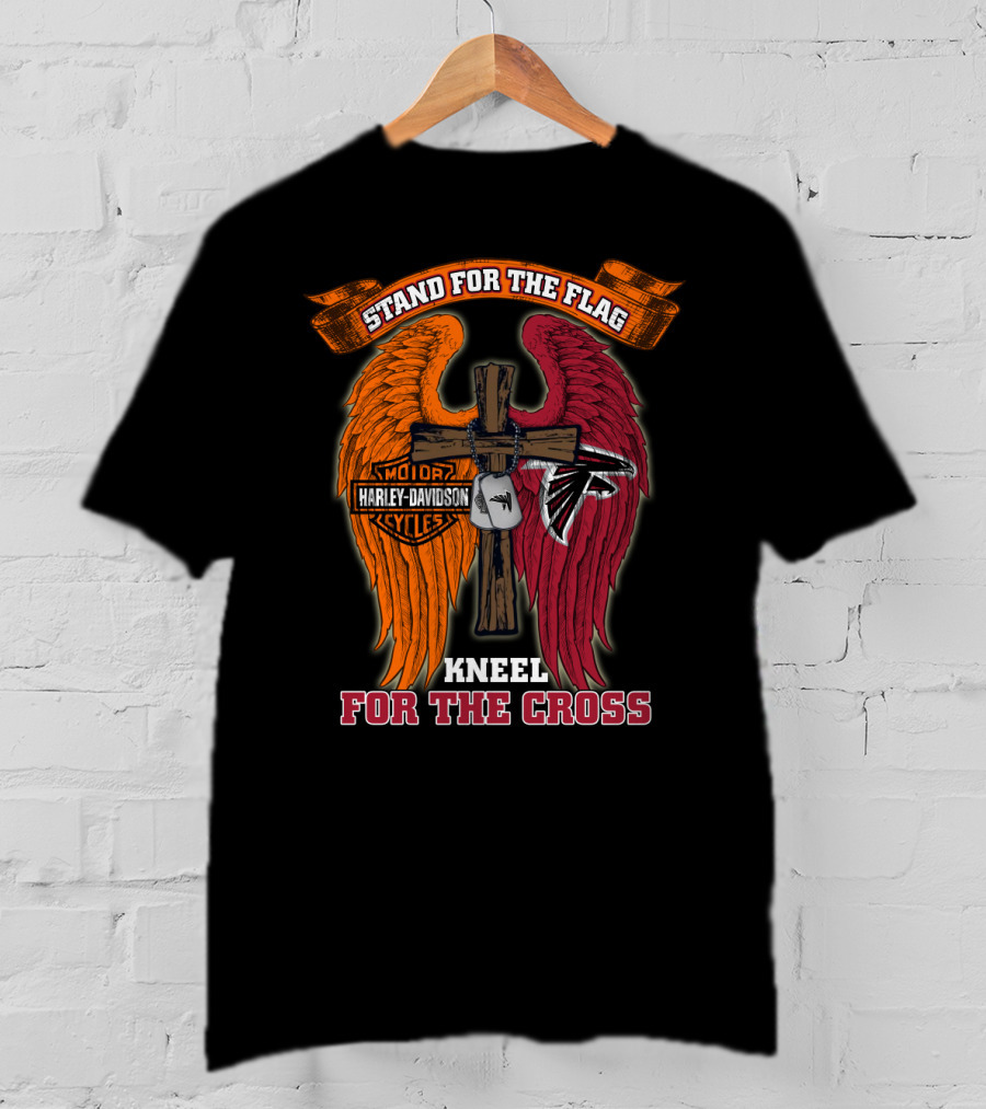 Stand For The Flag Kneel For The Cross Harley Davidson Atlanta Falcons T-Shirt