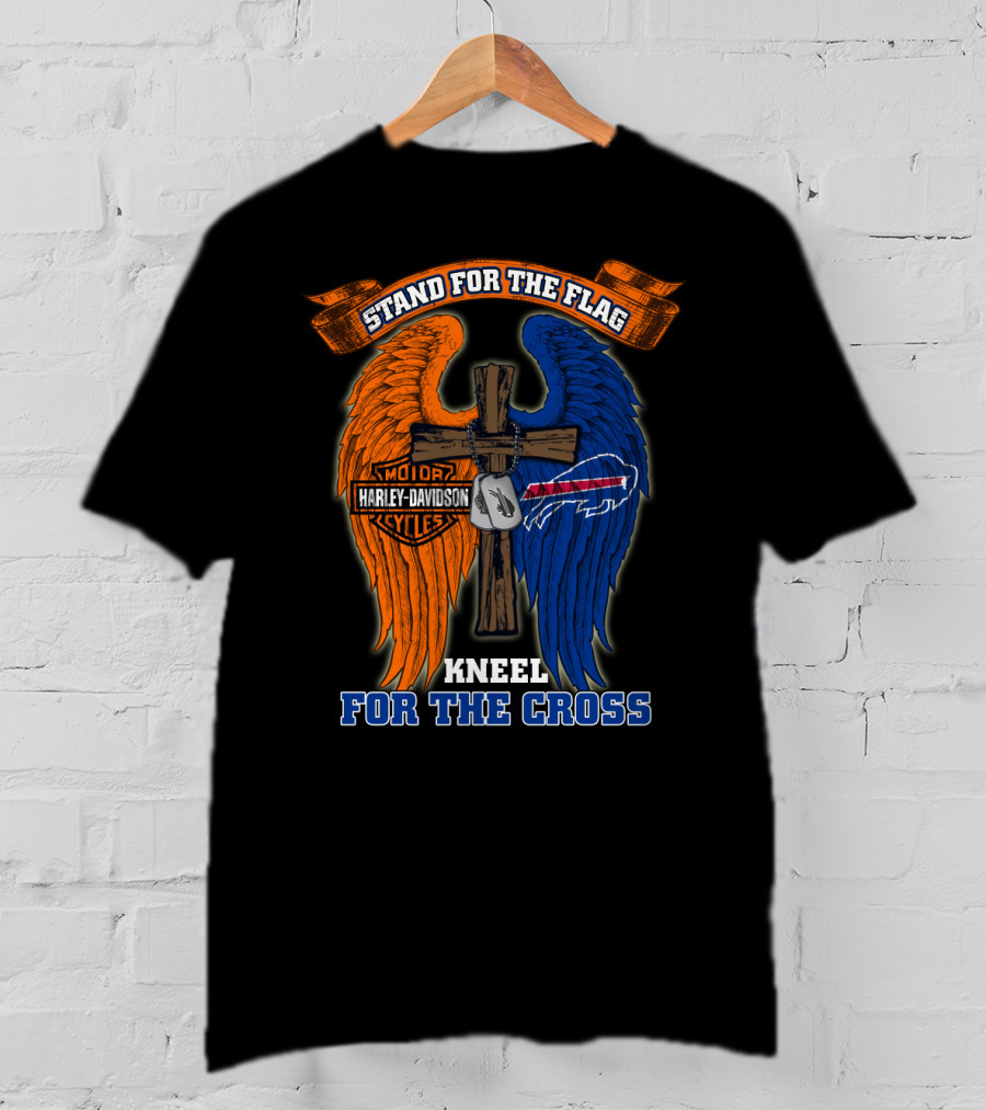 Stand For The Flag Kneel For The Cross Harley Davidson Buffalo Bills T-Shirt