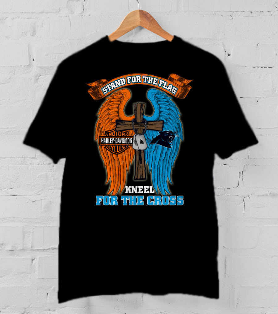 Stand For The Flag Kneel For The Cross Harley Davidson Carolina Panthers T-Shirt