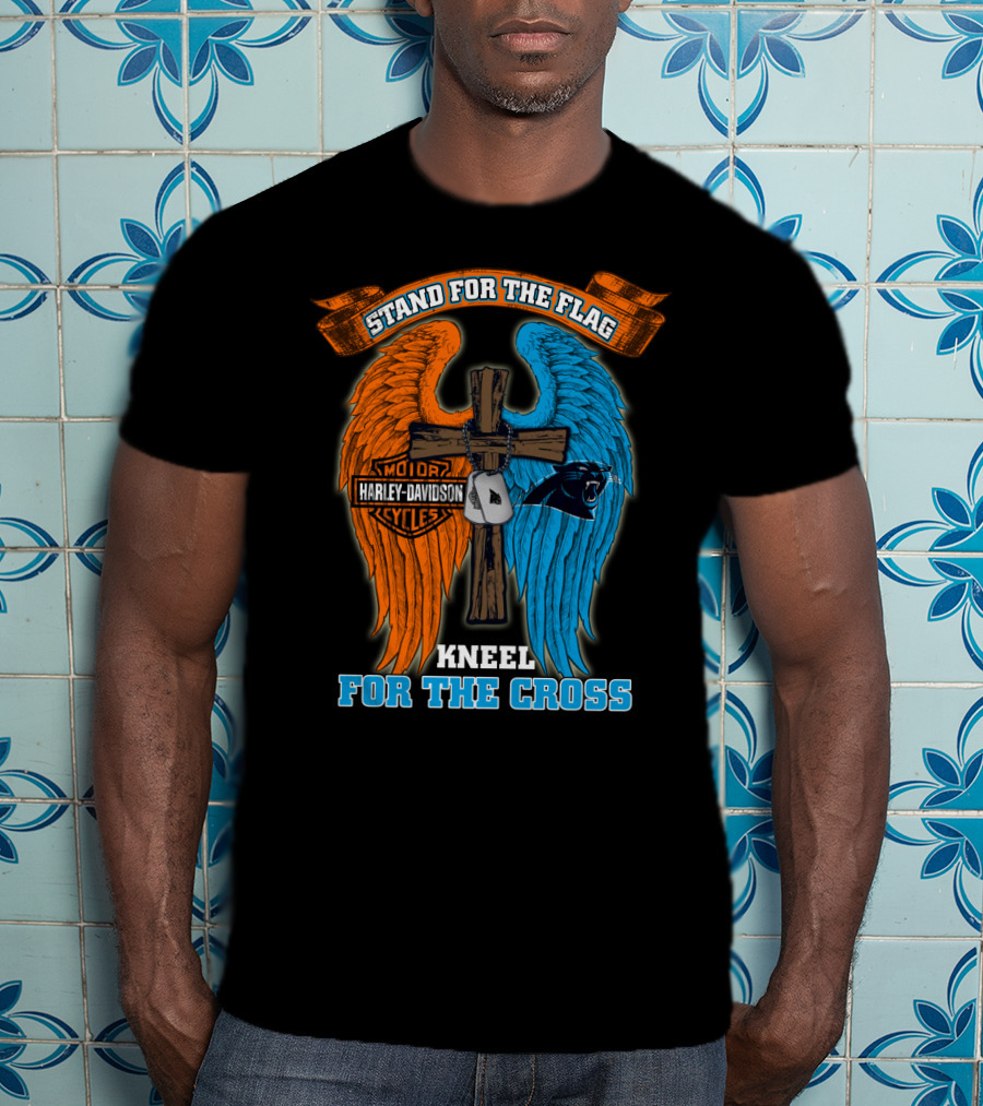 Stand For The Flag Kneel For The Cross Harley Davidson Carolina Panthers T-Shirt