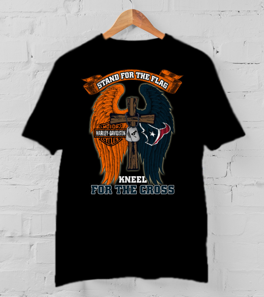 Stand For The Flag Kneel For The Cross Harley Davidson Houston Texans T-Shirt