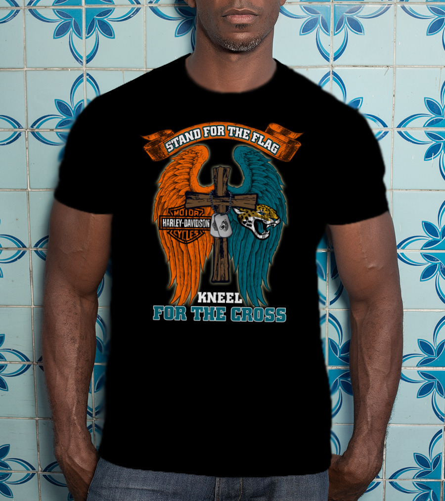 Stand For The Flag Kneel For The Cross Harley Davidson Motorcycles Jacksonville Jaguars T-Shirt