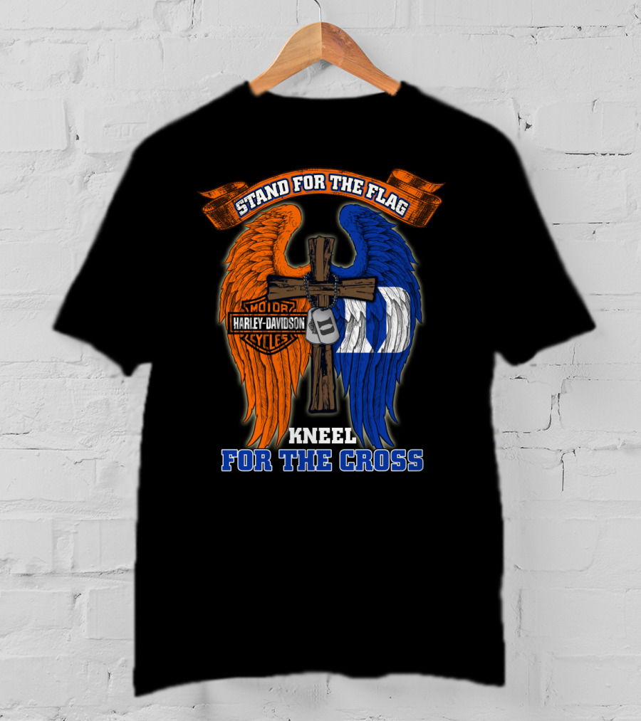 Stand For The Flag Kneel For The Cross Harley Davidson Duke Blue Devils T-Shirt