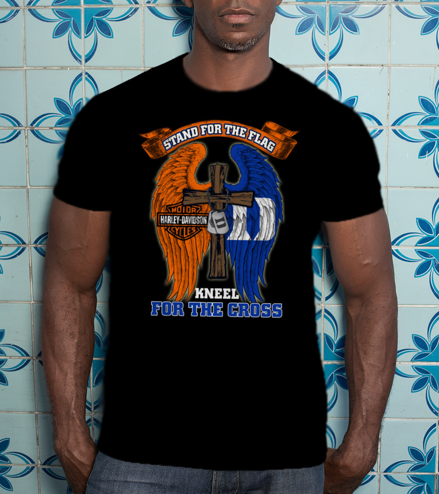 Stand For The Flag Kneel For The Cross Harley Davidson Duke Blue Devils T-Shirt