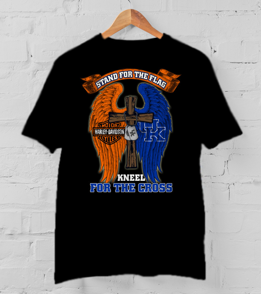 Stand For The Flag Kneel For The Cross Harley Davidson Kentucky Wildcats T-Shirt